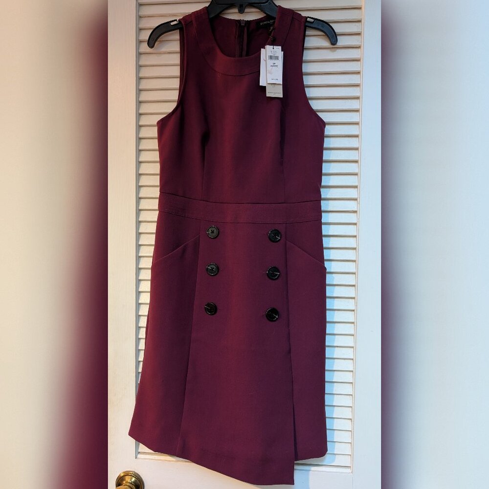 NWT Banana Republic Burgundy Dress w/ Buttons | Size 0 Petite